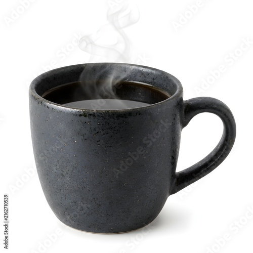 Hot Steaming Beverage in a Black Cup