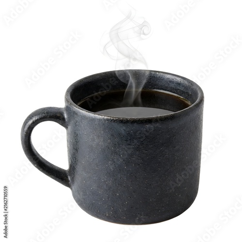 Steaming Black Coffee in a Dark Mug