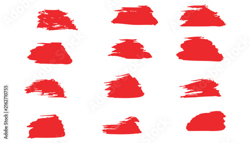 Red and White Flags Vector Collection with Watercolor Brush Strokes, Grunge Texture, Paint Splash, Artistic Banners, Icons and Decorative Design Elements