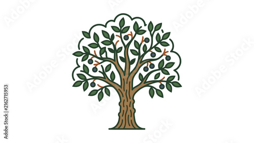 Fruit Tree Outline Vector Illustration