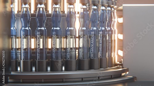 Pharmaceutical production line at pharmacology factory. Quality control medical