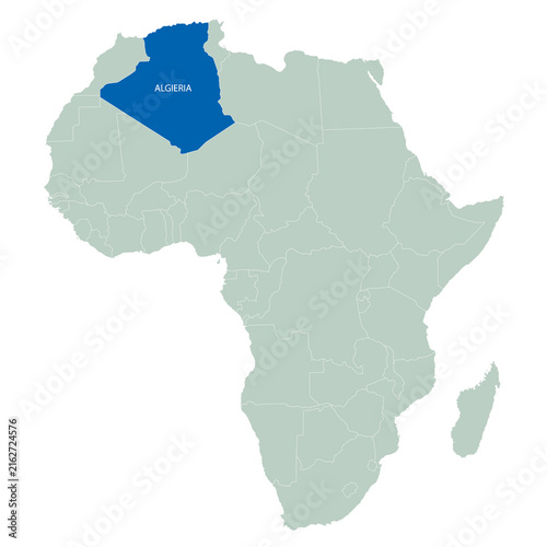 Map of Africa and separate Algieria. EPS, outline illustration.