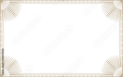 Art deco style sunburst corner border frame vector illustration featuring geometric ray patterns and elegant linear framing elements sunburst geometric illustration template certificate