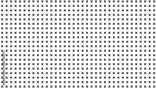 Black and white seamless pattern with small hand drawn cross marks on white background