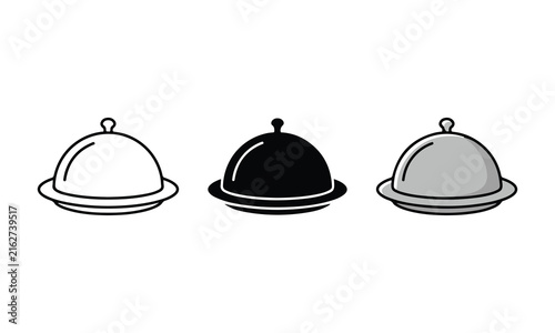 Cuadro en lienzo Elegant food cloche set in three different color variations on a white backgroun