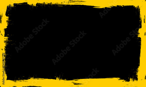 yellow black ink watercolor brush painting blank frame border picture artistic grunge graphic element