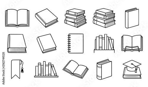 Obraz na płótnie Book and Education Thin Line Vector Icon Set