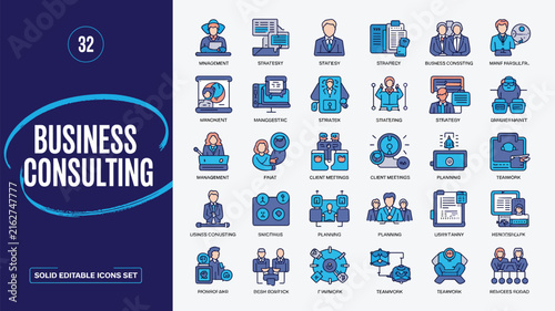 Business Consulting Poster with Professional Management Characters and Corporate Advisory Concept