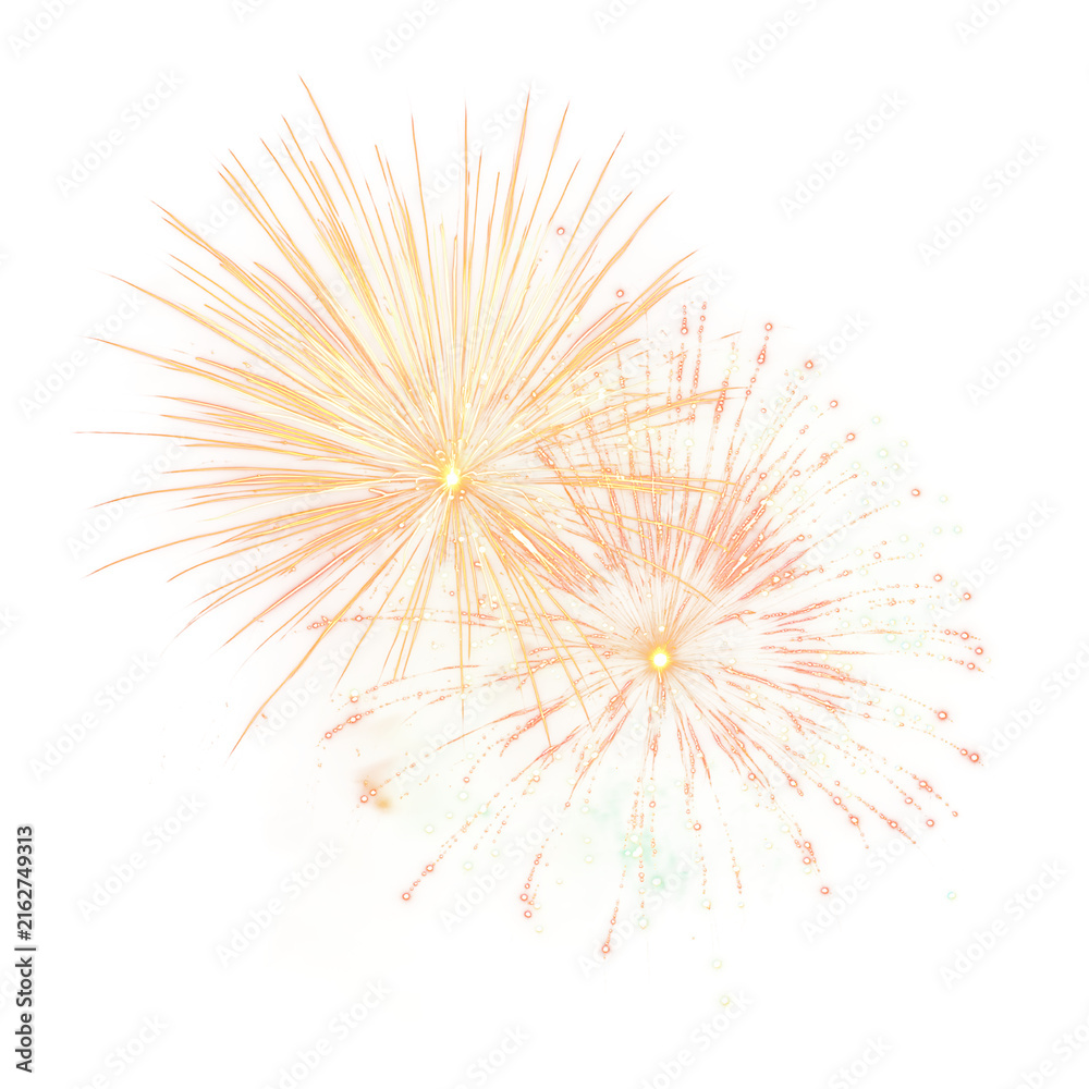 Fototapeta premium Golden Fireworks Display with Bright Sparkles Isolated