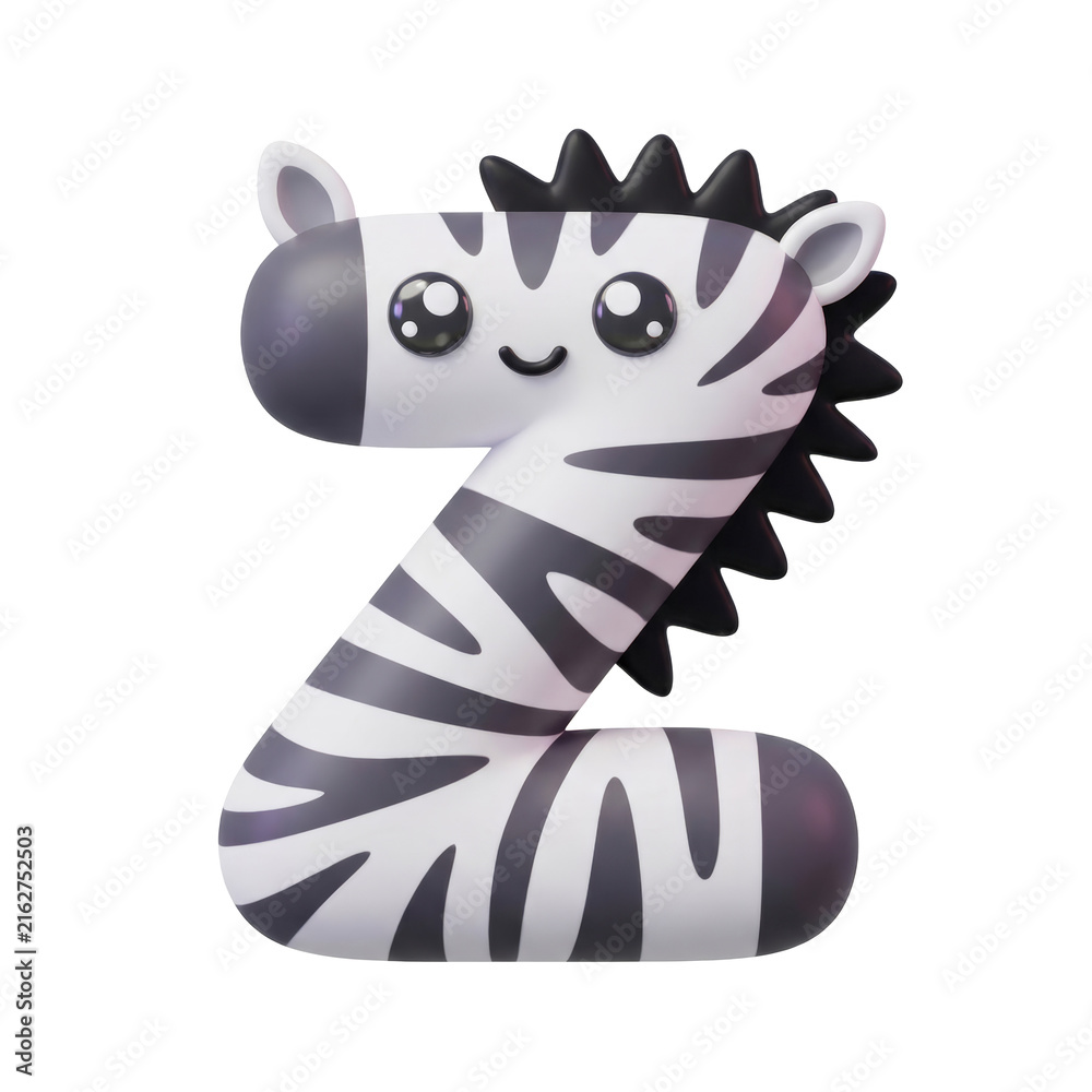 Naklejka premium Zebra letter Z smiling with joy and excitement, perfect for educational purposes and children decor