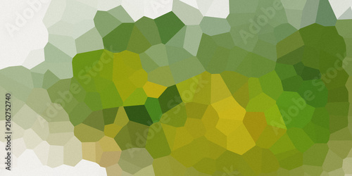 An abstract impressionistic painting of flowers showcases brilliant shades of green and yellow with a gentle soft focus in the background creating a dreamy effect