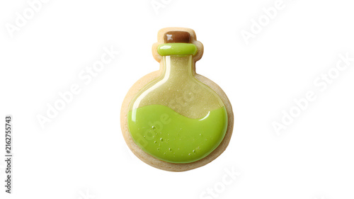 Green potion bottle cookie for fantasy theme