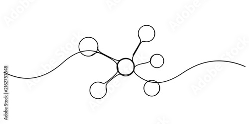 Картината върху платно Minimalist hand drawn line art illustration of a central circle connected to sma