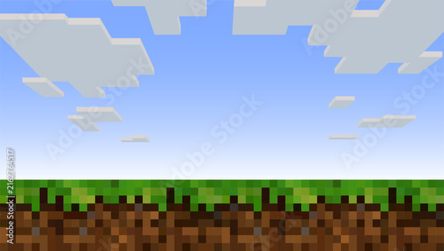 Pixel background. The concept of games background. Vector illustration