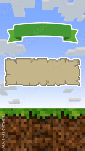 Pixel background. The concept of games background. Vector illustration