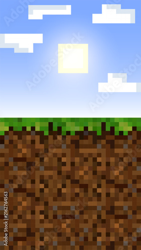 Pixel background. The concept of games background. Vector illustration