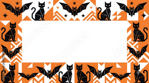 Halloween Decorative Border Collection with Spooky Autumn Frame and Copy Space. Halloween Border. Halloween Background