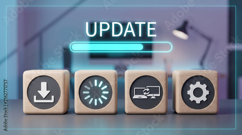 Software Update Progress With Download Loading Sync and Settings Icons