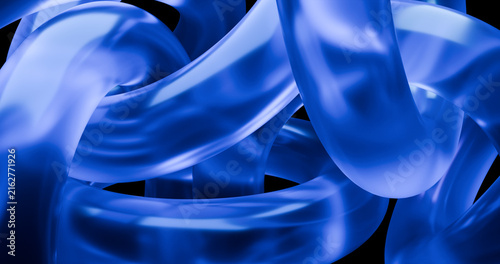 3d render abstract 4k wallpaper of blue glass ring on dark background illustration