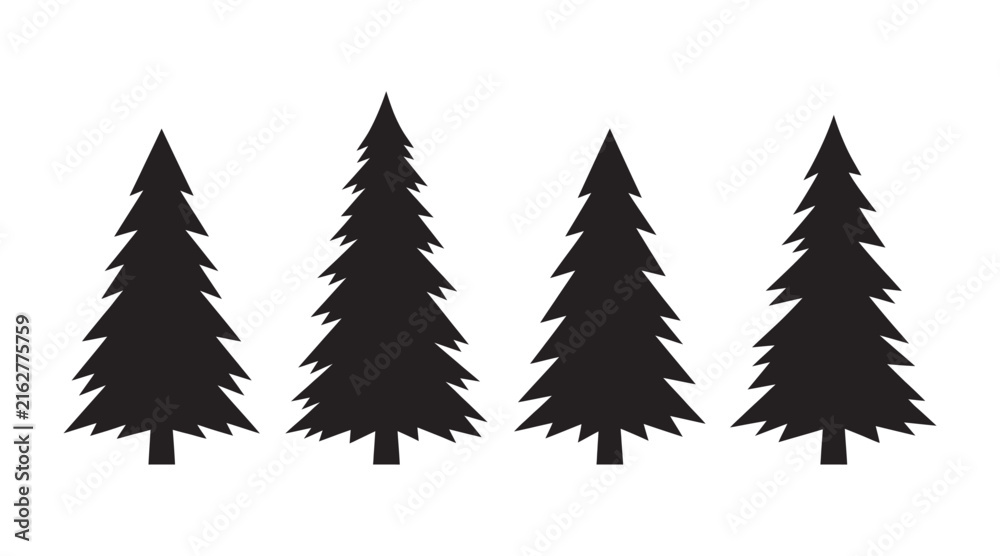 Fototapeta premium Minimalist black pine tree silhouettes