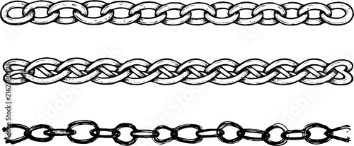 Set of silhouettes braids borders. Twisted Rope Decorative Elements. Barbed Wire black and white illustration. Barbwire hand drawn doodle. Intertwined Chain Link, Thorn, Spiral motifs Scribble Line. 