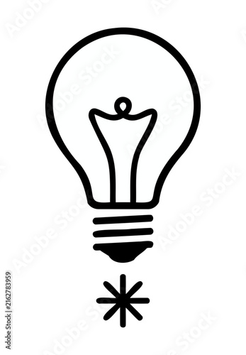 Foto Lightbulb Icon, Simple Vector Illustration, Black and White Design