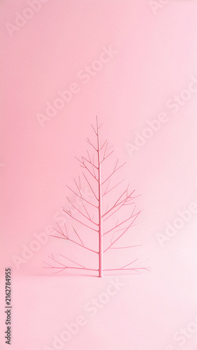 Bare Pink Christmas Tree Without Needles Vertical Minimal