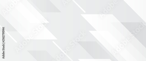 Abstract modern white and gray background with dynamic diagonal geometric shapes, sleek minimalist tech banner vector illustration