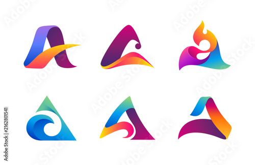 Abstract Colorful Letter A Logo Design Elements