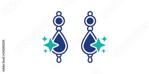 Photography Fashionable earring pair icon with sparkling accents for luxury jewelry