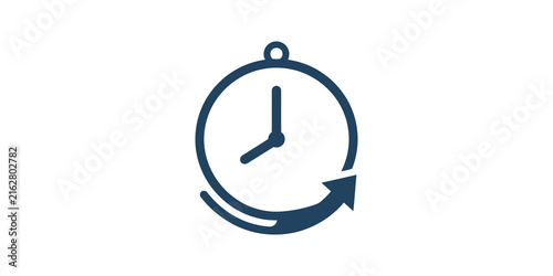 Photography Clock with circular arrow blue flat icon indicating time tracking service
