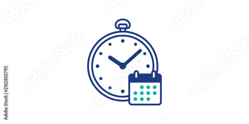 Canvas Print Pocket watch and calendar icon set represents time management goals