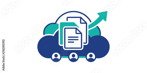 Foto Cloud data sync flat icon blue teal graphics remote file sharing transfer
