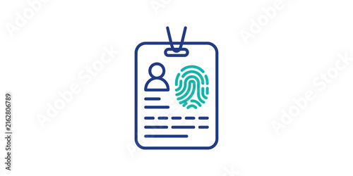 Картината върху платно Identity badge with fingerprint and personal data security verification