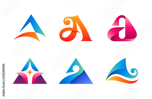 Abstract Colorful Letter A Logo Design Elements