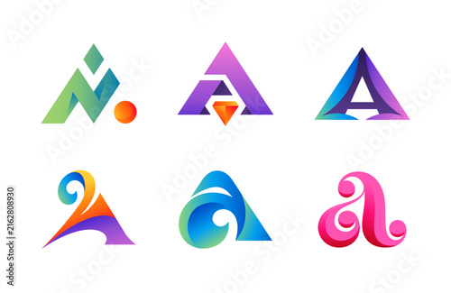 Abstract Colorful Letter A Logo Design Elements