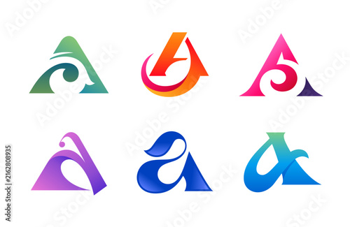 Abstract Colorful Letter A Logo Design Elements