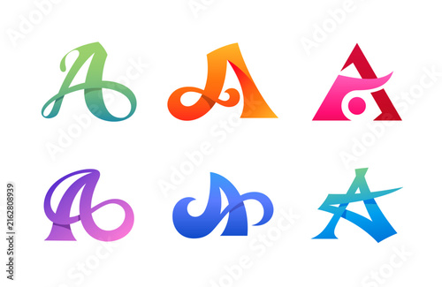 Abstract Colorful Letter A Logo Design Elements
