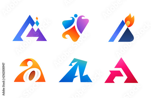 Abstract Colorful Letter A Logo Design Elements