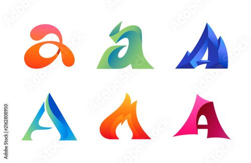 Abstract Colorful Letter A Logo Design Elements
