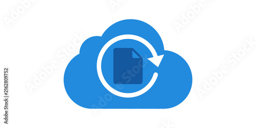 Fotografía Cloud data synchronization icon with circular arrow for file refreshing