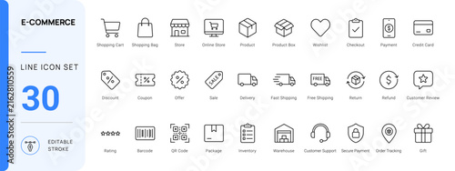 Foto ecommerce online shopping icon line style retail payment editable stroke vector