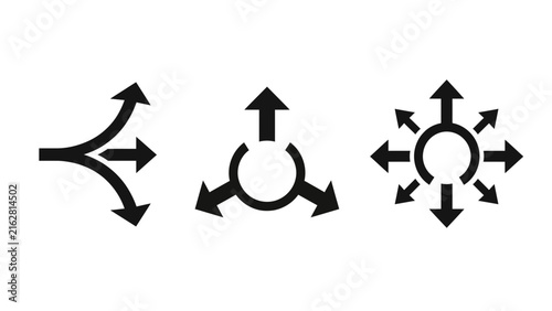 Branching Direction Arrow Decision Distribution Icon Set Vector Illustration
