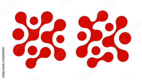 Fluid Network Connection Red Icon Set Vector Illustration