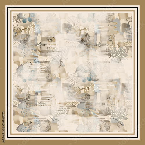 Obraz na płótnie Multicolor Luxurious Silk Scarf and Shawl Design, Elegant Pattern for Fashion Ac