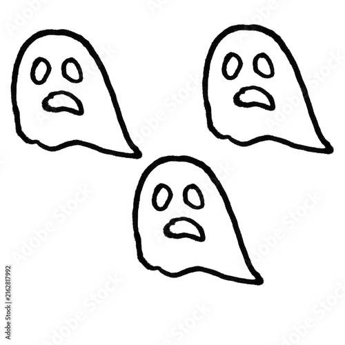 Hand Drawn Cute Ghost Doodle Set – Cartoon Halloween Spirit Outline Vectors on White

