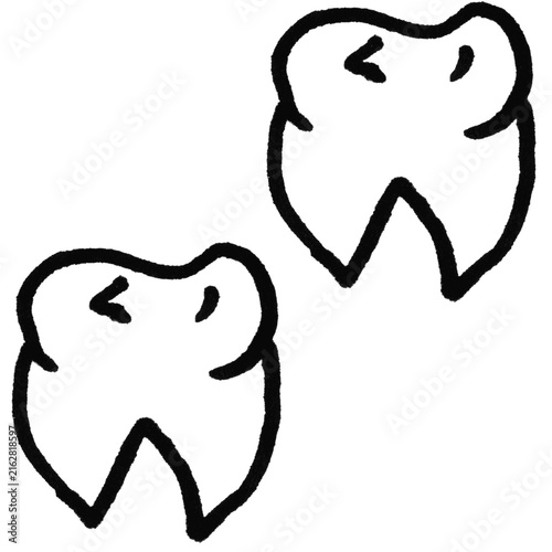 Hand Drawn Tooth Doodle Set – Cartoon Molar with Cavity Outline Vectors on White

