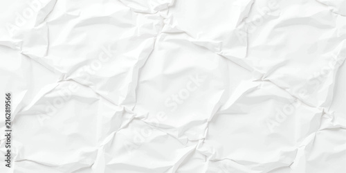Crumpled White Paper Texture with Wrinkled Creases and Rough Vintage Grunge Surface Background