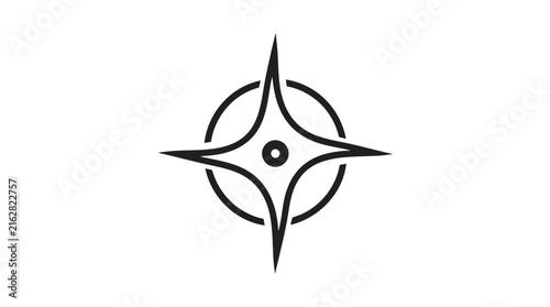 Minimal Hand Drawn Compass Navigation Symbol Line Art Illustration Isolated on White Background