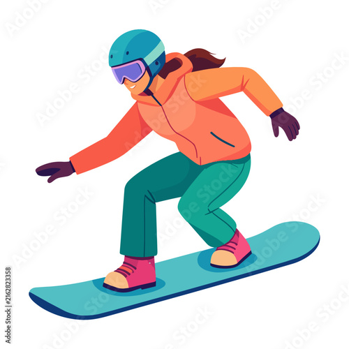 Snowboardzista podczas jazdy na stoku ilustracja